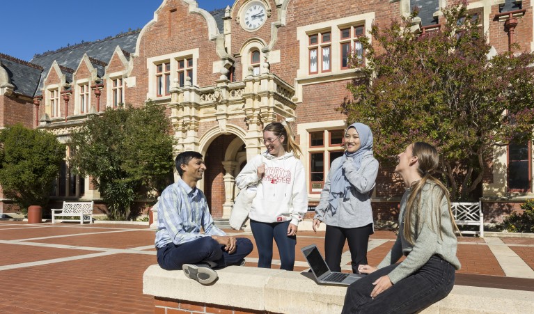 Ivey Hall students studying outside (1)