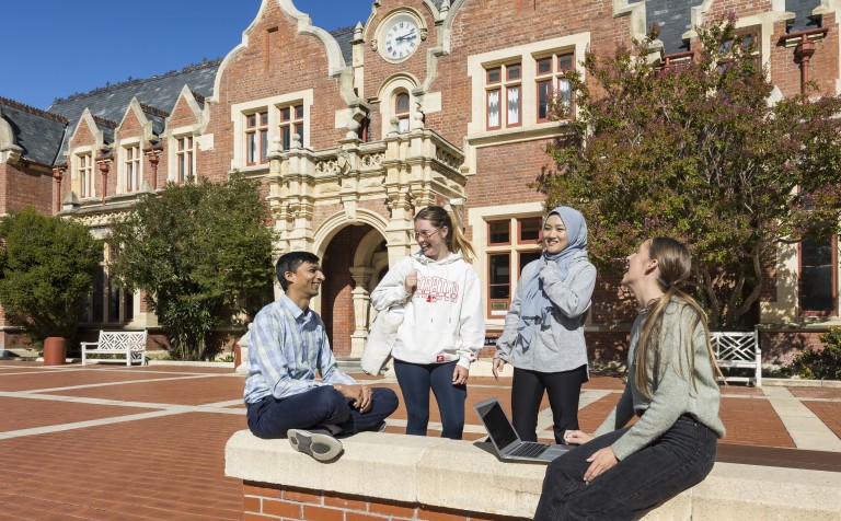 Ivey Hall students studying outside (1)